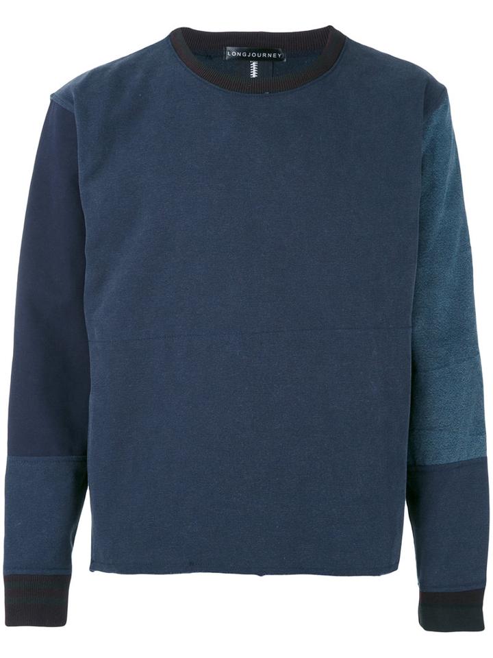 Longjourney - Patched Sweatshirt - Men - Cotton/nylon - L, Blue, Cotton/nylon