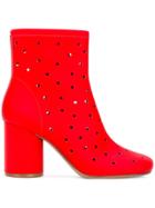 Maison Margiela Socks Perforated Ankle Boots - Red