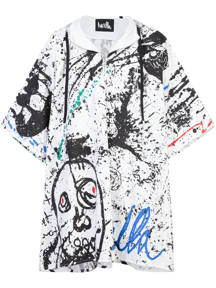 Haculla Paint Canvas Poncho Coat - White