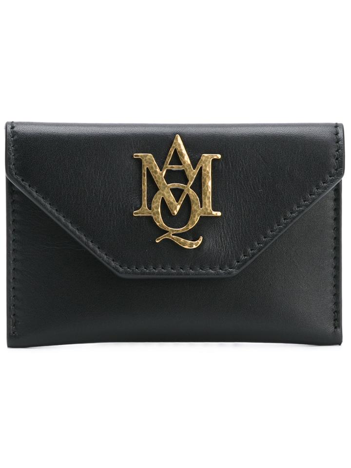 Alexander Mcqueen Insignia Envelope Card Holder - Black