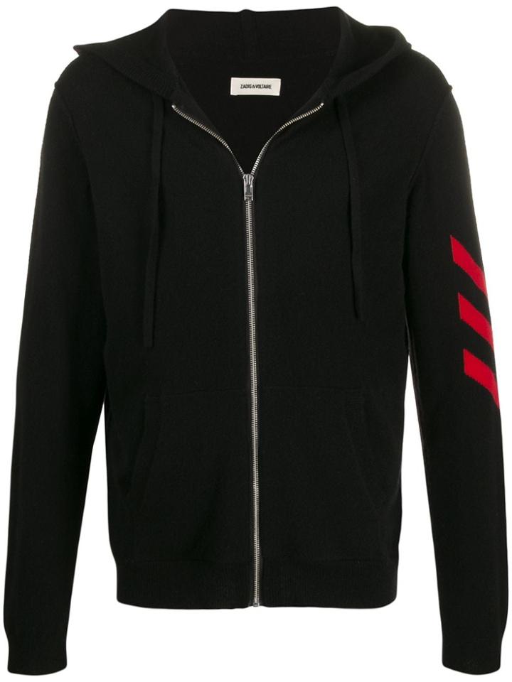 Zadig & Voltaire Chevron Knit Zip-up Hoodie - Black