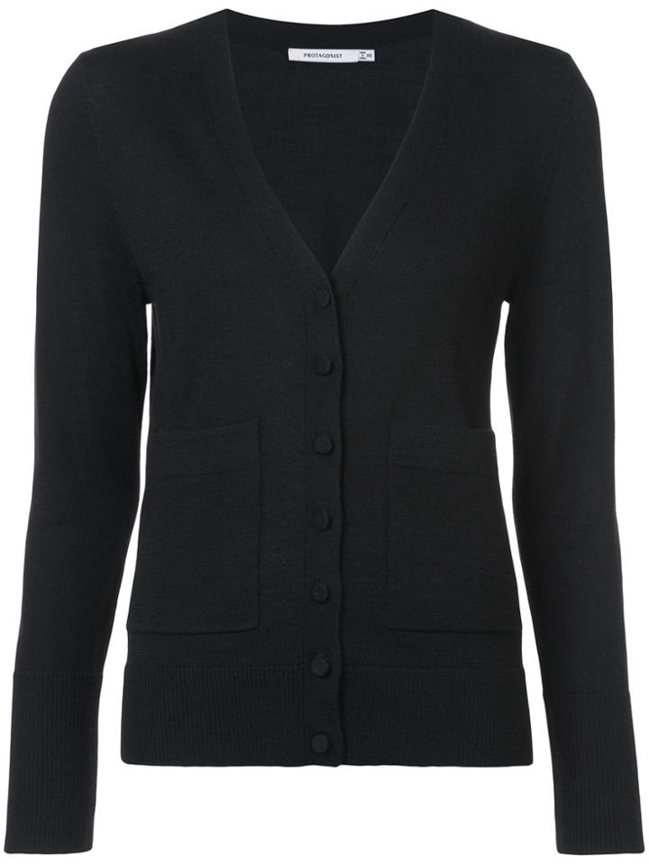 Protagonist V-neck Buttoned Cardigan - Black