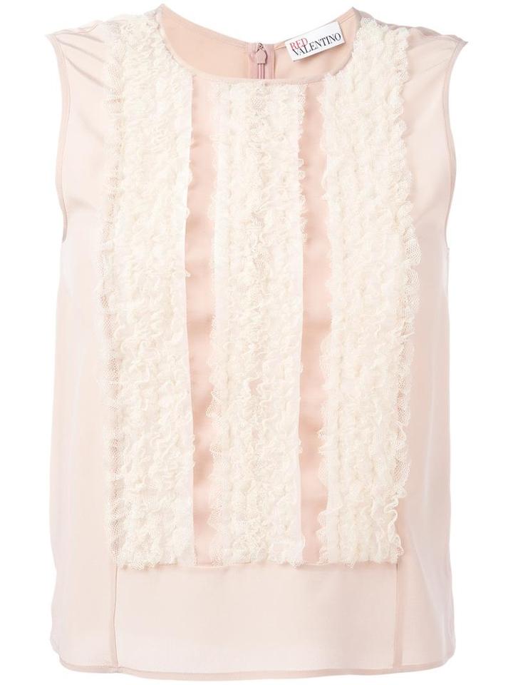 Red Valentino Ruffled Front Tank Top, Women's, Size: 42, Pink/purple, Silk/polyester