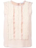 Red Valentino Ruffled Front Tank Top, Women's, Size: 42, Pink/purple, Silk/polyester