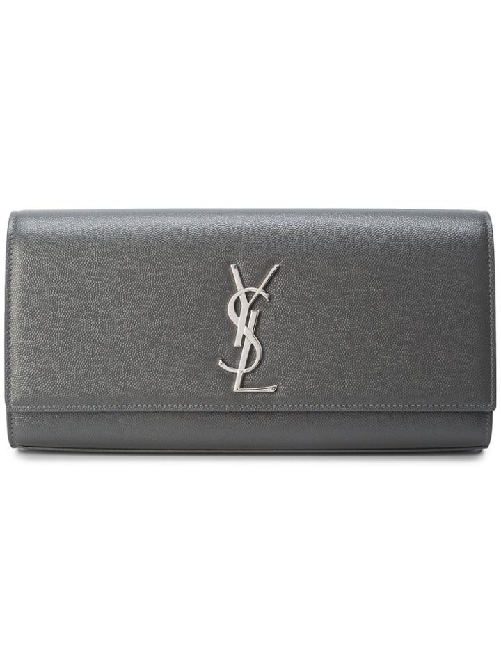 Saint Laurent Monogram Kate Clutch - Grey