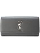 Saint Laurent Monogram Kate Clutch - Grey