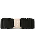 Salvatore Ferragamo Logo Embossed Bow Hair Clip - Black
