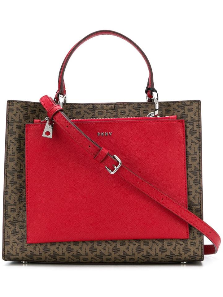 Dkny Logo Print Tote - Brown