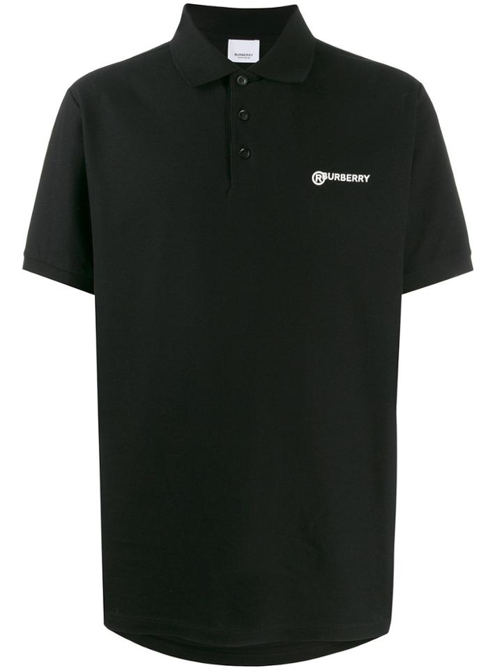 Burberry Polo Logo Print Top - Black