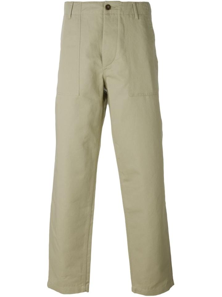 Maison Kitsuné Loose Fit Trousers, Men's, Size: 30, Nude/neutrals, Cotton/linen/flax