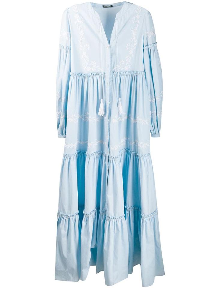 Wandering Flared Maxi Dress - Blue