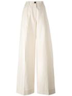 Dries Van Noten Classic Palazzo Pants, Women's, Size: 36, Nude/neutrals, Cotton/linen/flax