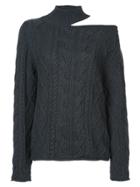 Rta Shoulder Cut-out Jumper - Grey