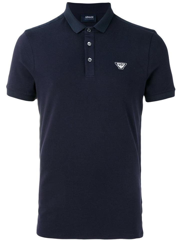 Armani Jeans - Logo Print Polo Shirt - Men - Cotton/spandex/elastane - M, Blue, Cotton/spandex/elastane