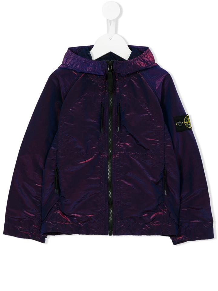 Stone Island Kids Printed Raincoat, Boy's, Size: 10 Yrs, Pink/purple