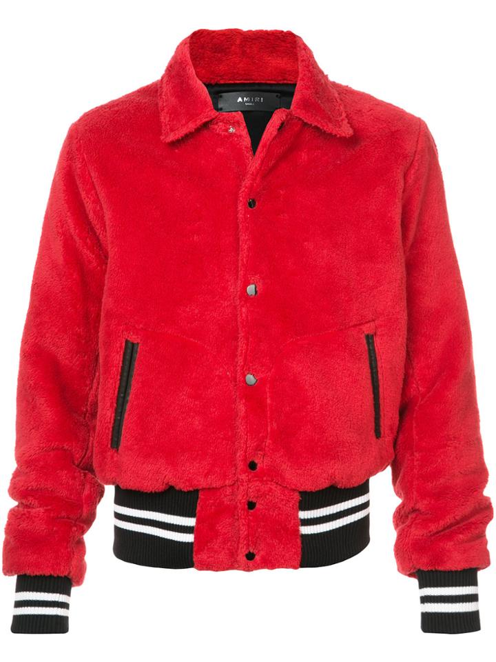 Amiri Synthetic Fur Bomber Jacket - Red