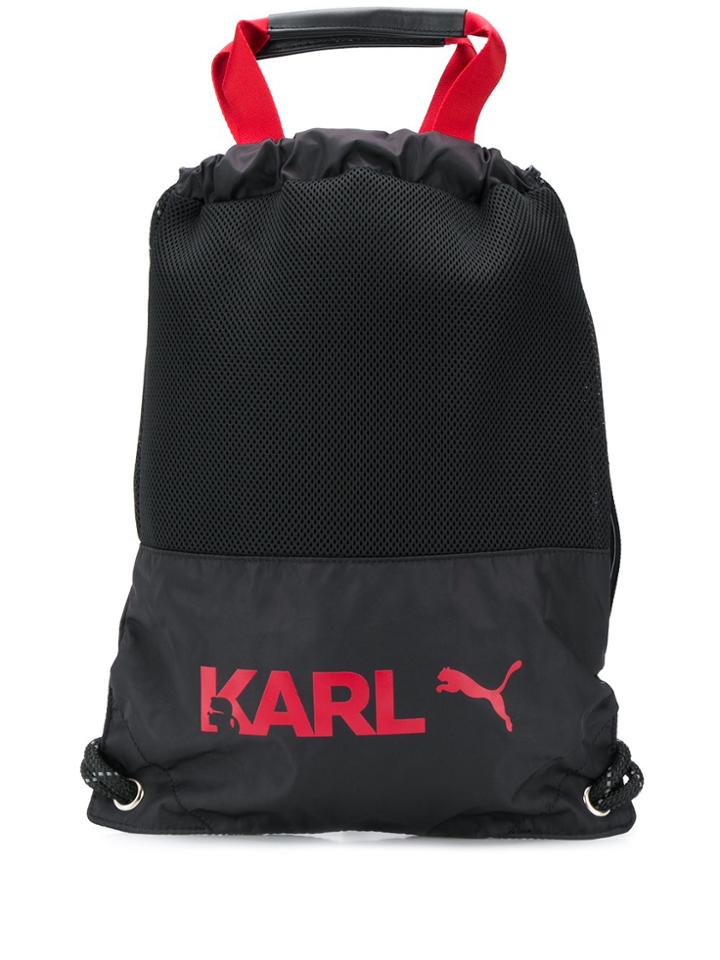 Puma Logo Print Drawstring Backpack - Black