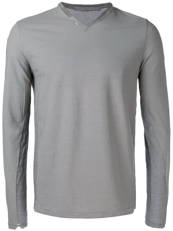 Transit V-neck Jumper, Men's, Size: 48, Grey, Cotton/linen/flax
