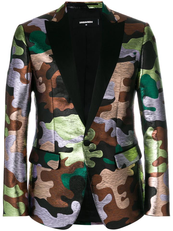 Dsquared2 Metallic Camouflage Patterned Blazer - Multicolour