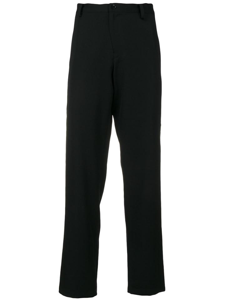 Yohji Yamamoto Cropped Tapered Trousers - Black