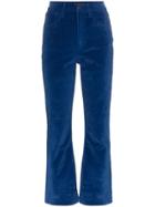 3x1 High Waisted Flared Cropped Velvet Jeans - Blue