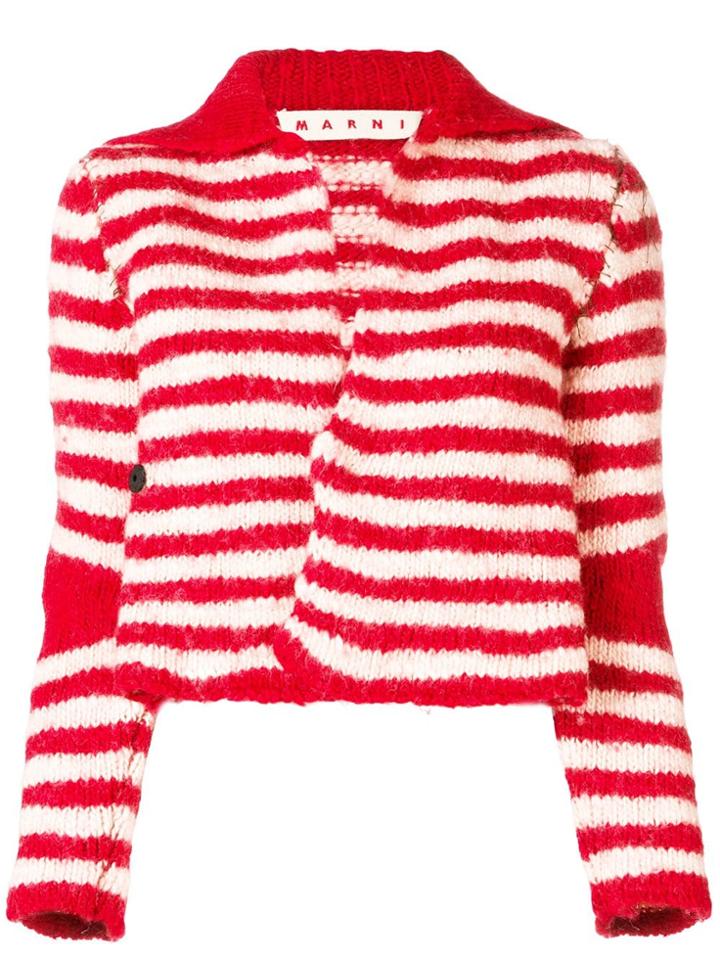 Marni Knit Striped Cardigan - Red
