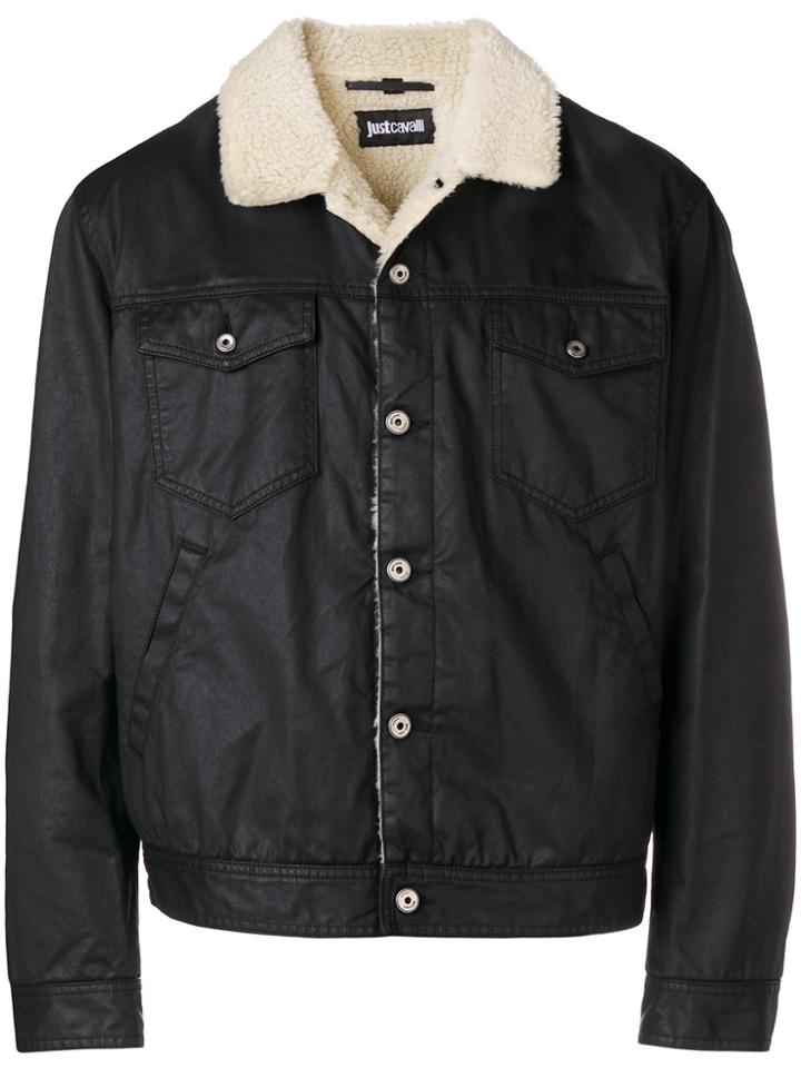 Just Cavalli Shearling-lined Denim Jacket - Black