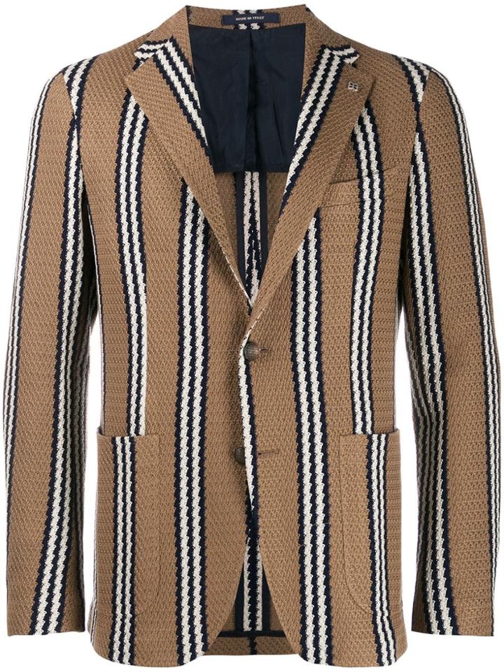 Tagliatore Striped Blazer Jacket - Brown