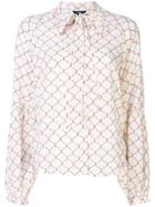 7 For All Mankind Printed Bow-tie Blouse - White