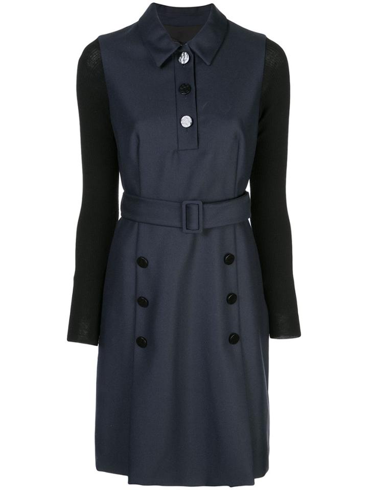 Paule Ka Button Detail Belted Dress - Blue
