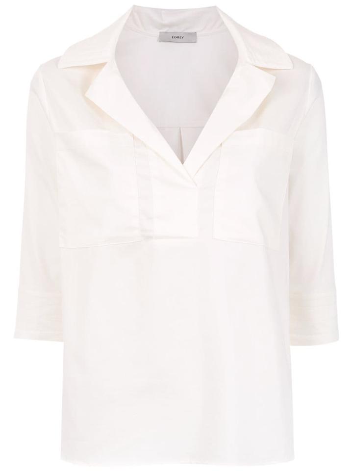 Egrey Cropped Sleeves Shirt - White