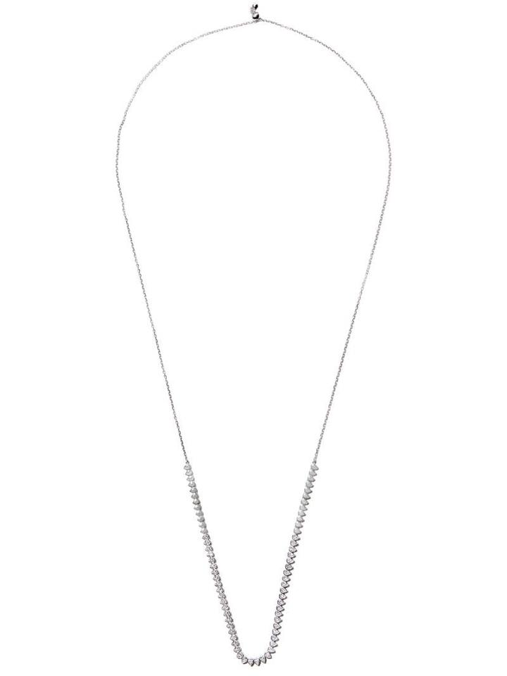 As29 18kt White Gold Pear Shape Round Diamond Bolo Necklace - Silver