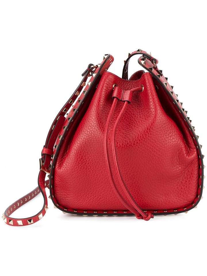 Valentino - Valentino Garavani Rockstud Bucket Bag - Women - Leather/metal - One Size, Red, Leather/metal