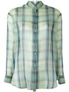 Etro Plaid Sheer Shirt, Women's, Size: 42, Green, Silk