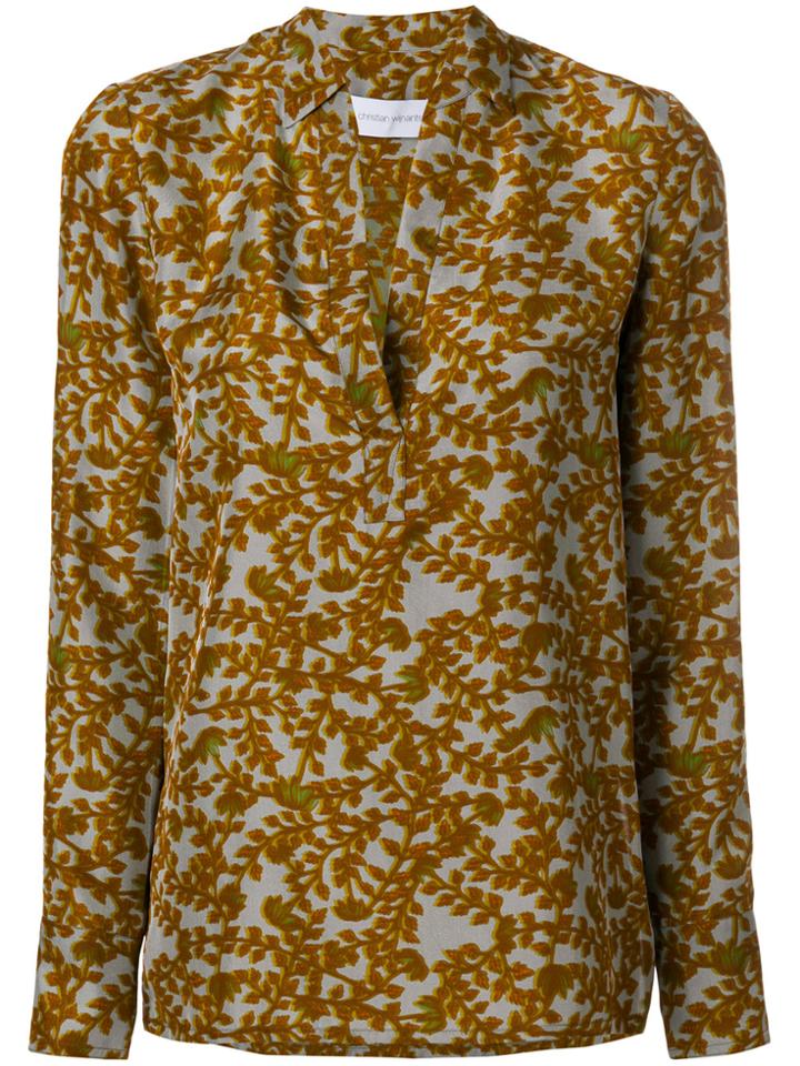 Christian Wijnants Leaf Print Long-sleeve Shirt - Brown