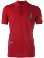Lanvin Embroidered Fish Polo Shirt, Men's, Size: Large, Red, Cotton/polyester