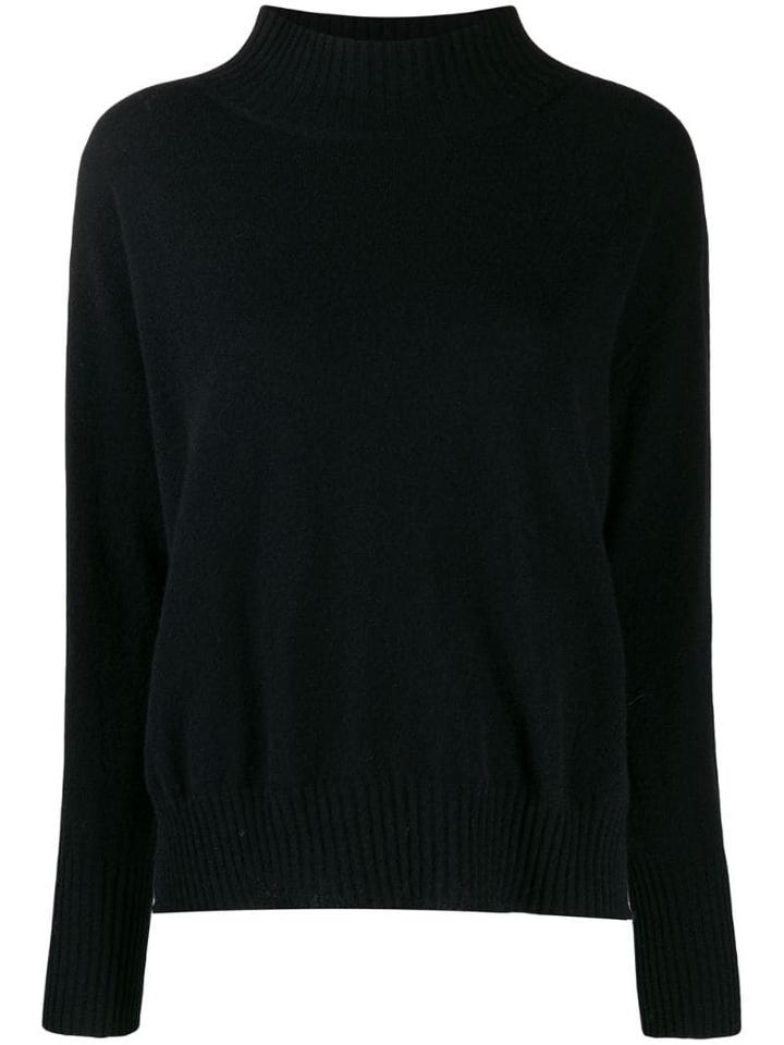Twin-set Relaxed Fit Mock Neck - Black