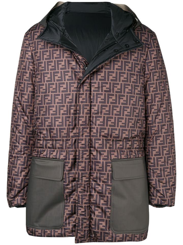 Fendi Ff Padded Coat - Brown