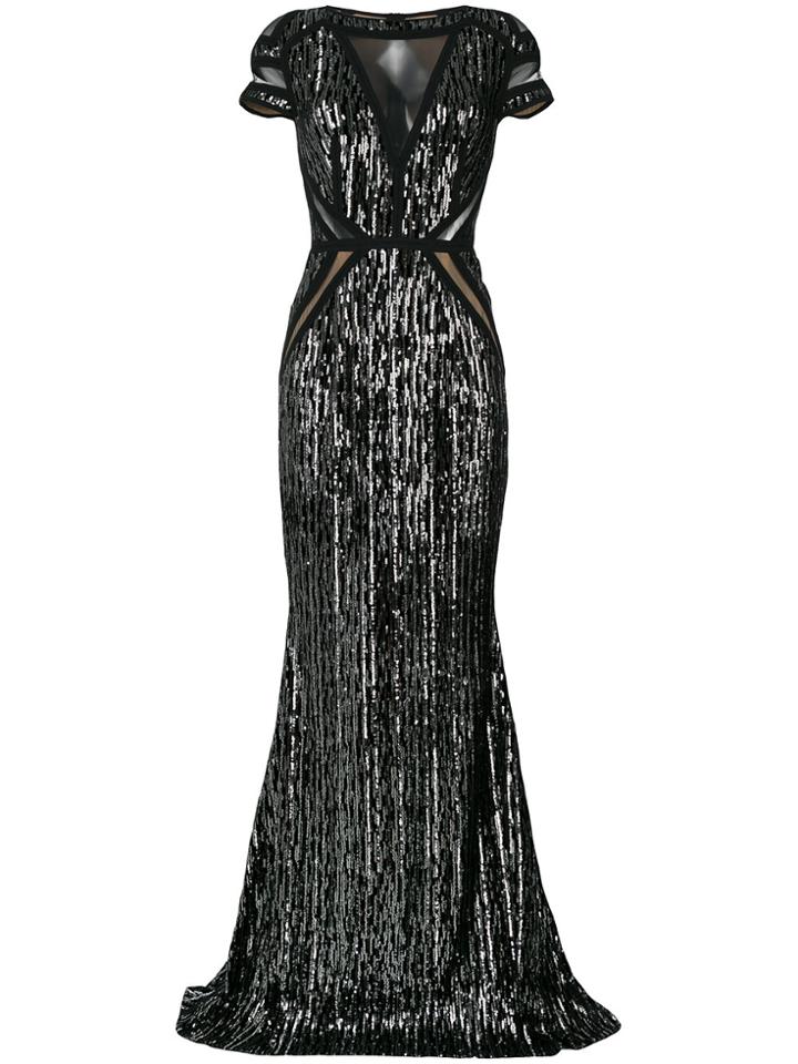 Talbot Runhof Sequinned Gown - Black