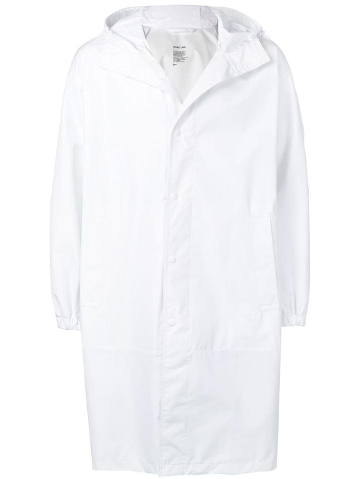 Helmut Lang Hooded Logo Coat - White