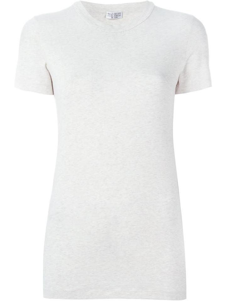 Brunello Cucinelli Round Neck T-shirt, Women's, Size: Small, Nude/neutrals, Cotton/spandex/elastane