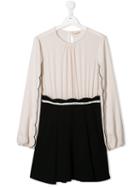 Elisabetta Franchi La Mia Bambina Scalloped Trim Dress - Neutrals