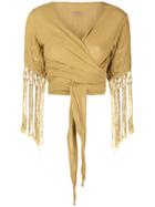 Caravana Wrap Top With Fringe Sleeves - Yellow & Orange