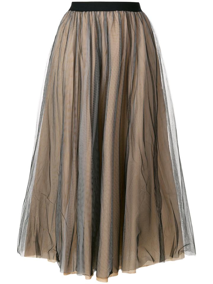 Nude Flared Style Skirt - Black
