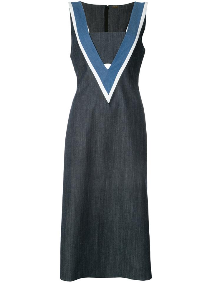 Adam Lippes Denim V-neck Dress With Bandeau - Blue