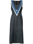 Adam Lippes Denim V-neck Dress With Bandeau - Blue