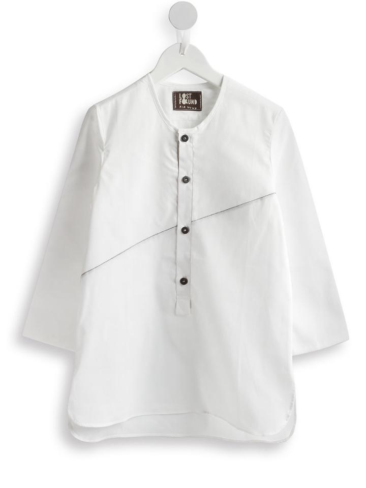 Lost And Found Kids - Diagonal Panel Shirt - Kids - Cotton - 2 Yrs, White