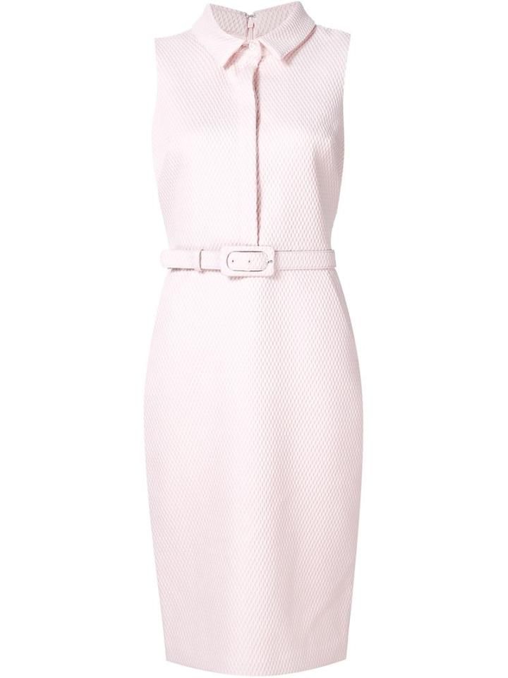 Badgley Mischka - Belted Collar Dress - Women - Polyester - 10, Pink/purple, Polyester