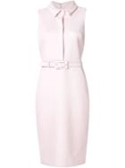 Badgley Mischka - Belted Collar Dress - Women - Polyester - 10, Pink/purple, Polyester