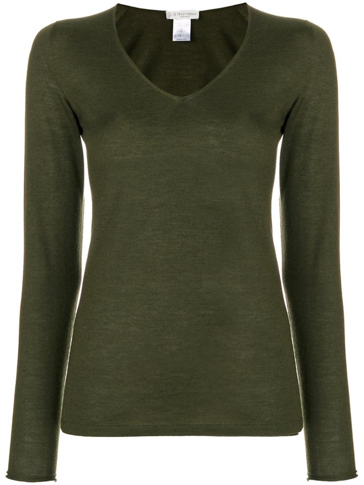 Le Tricot Perugia V-neck Jumper - Green